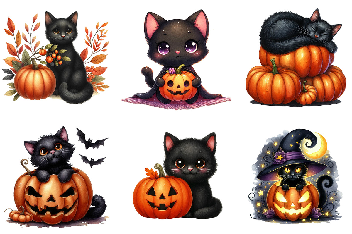 Black Cat and Pumpkin for Halloween, an Illustration by DreamArtGraphic (Photo 2 of 4)