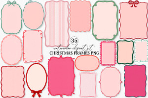 Christmas Frames PNG Clipart Bundle, an Illustration by Canvas Craft