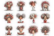 Whimsical spring girls clipart, an Illustration by SinaCreation (Thumbnail 2 of 11)