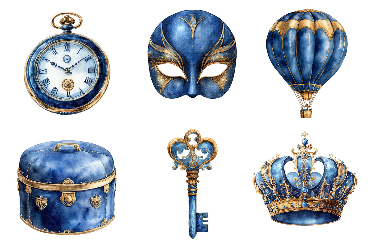 Retro Royal Blue and Gold PNG, an Illustration by SinaCreation (Photo 3 of 5)