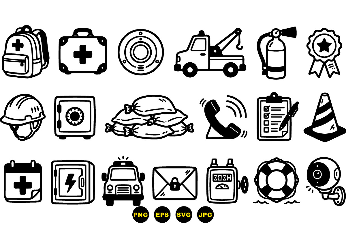 Emergency Safety Icon Set, an Illustration by designvectx (Photo 3 of 3)