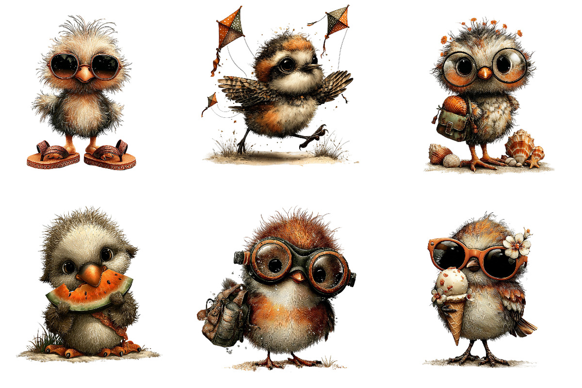 Whimsical Beach Bird Clipart, a Seasonal Illustration by CreationArt (Photo 2 of 5)