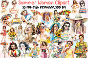 Summer Vintage Woman Clipart, an Illustration by Sublimation Artist (Thumbnail 1 of 6)
