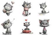 Whimsical Valentine Cat Clipart, an Illustration by DreamArtGraphic (Thumbnail 4 of 4)