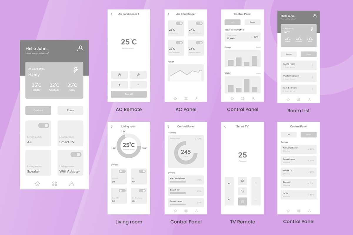 Smart Home Systems Wireframe Apps, a Websites & App Template by INSPR STD (Photo 4 of 6)