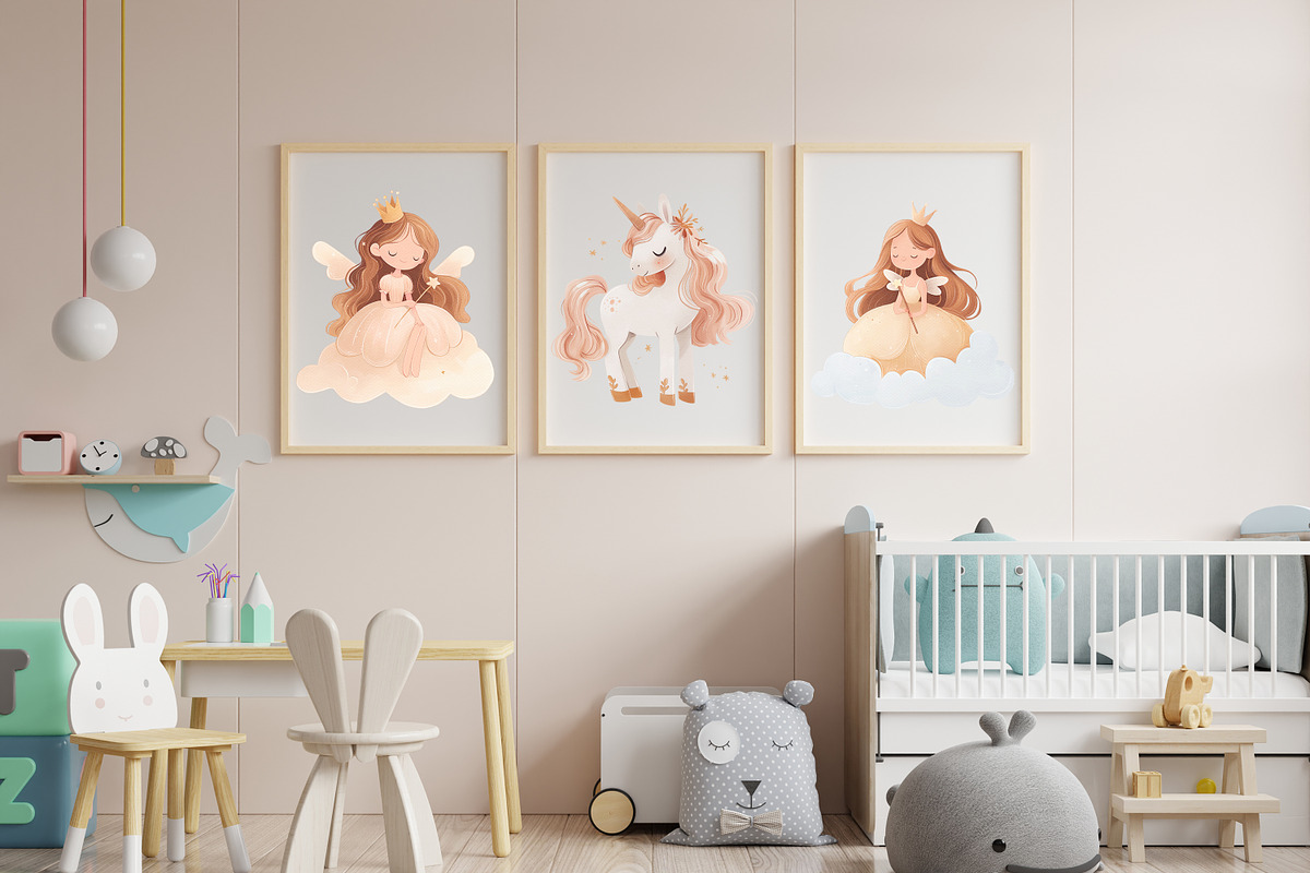 Cute Unicorn and Princess Clipart, a Person Illustration by ekossa_art (Photo 5 of 8)