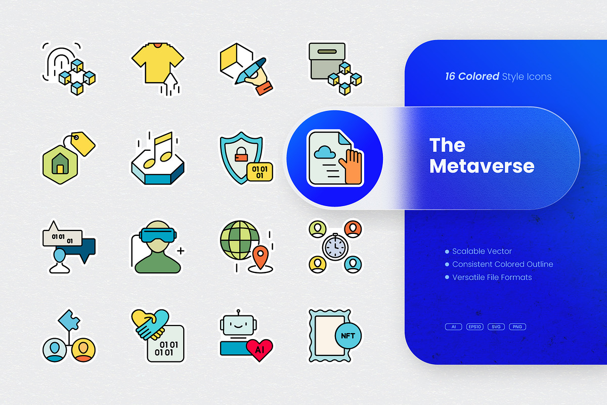 The Metaverse Colored Icons, an Outline Icon by cidcud_graphic