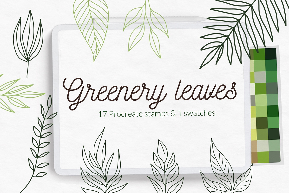 Greenery leaves stamps brushes, a Brush Add-On by Let's Art (Photo 1 of 3)