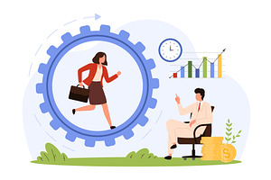 Businesswoman Running Corporate app, a Finance Illustration by Flashvector