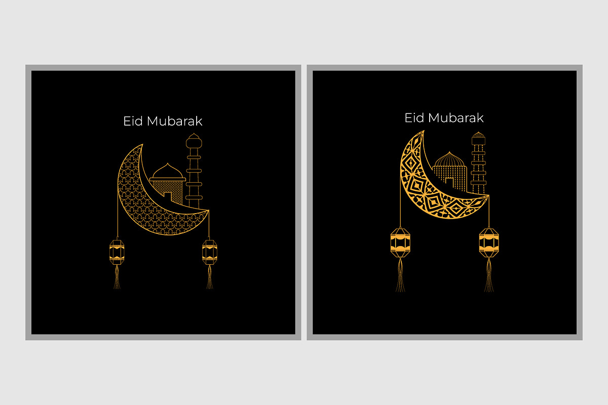 Eid Mubarak Greeting Card, a Decorative Illustration by Lakhan1998 (Photo 4 of 5)