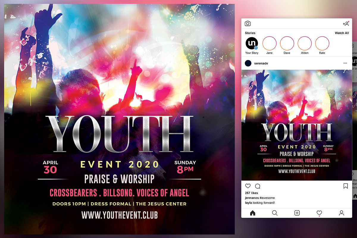 Youth Worship Flyer, a Flyer Template by KiraYamato Design Studio