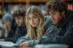 Students engaged in focused study se, a Photo by Tanuart