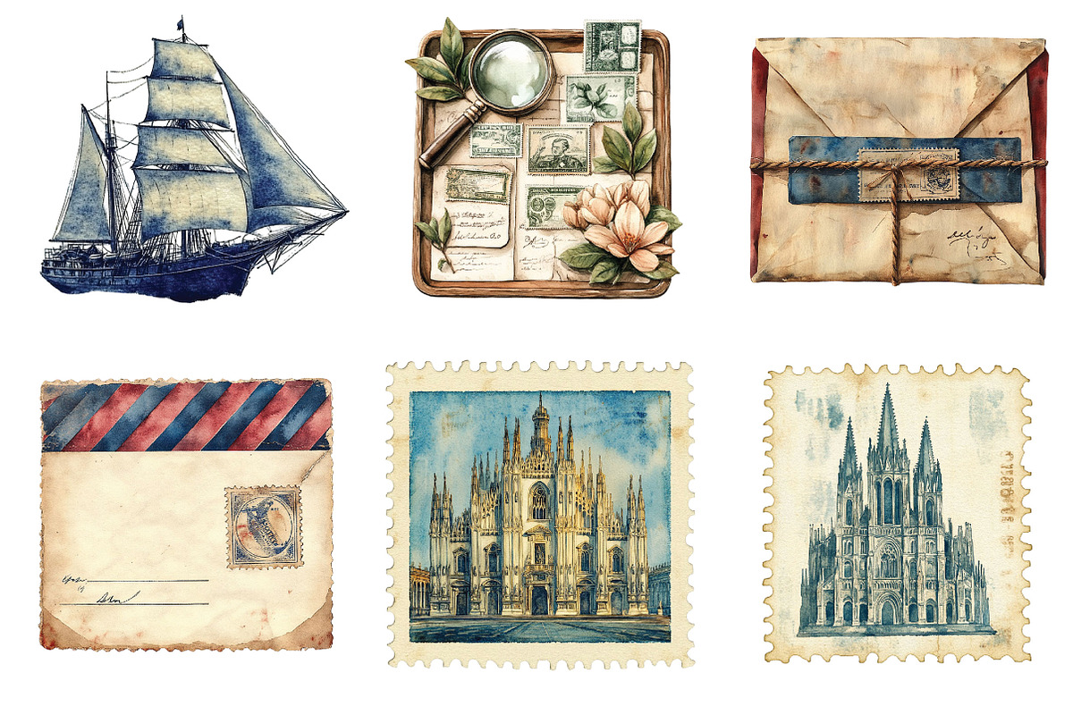 Stamp collecting Clipart, a Seasonal Illustration by Designking (Photo 4 of 5)