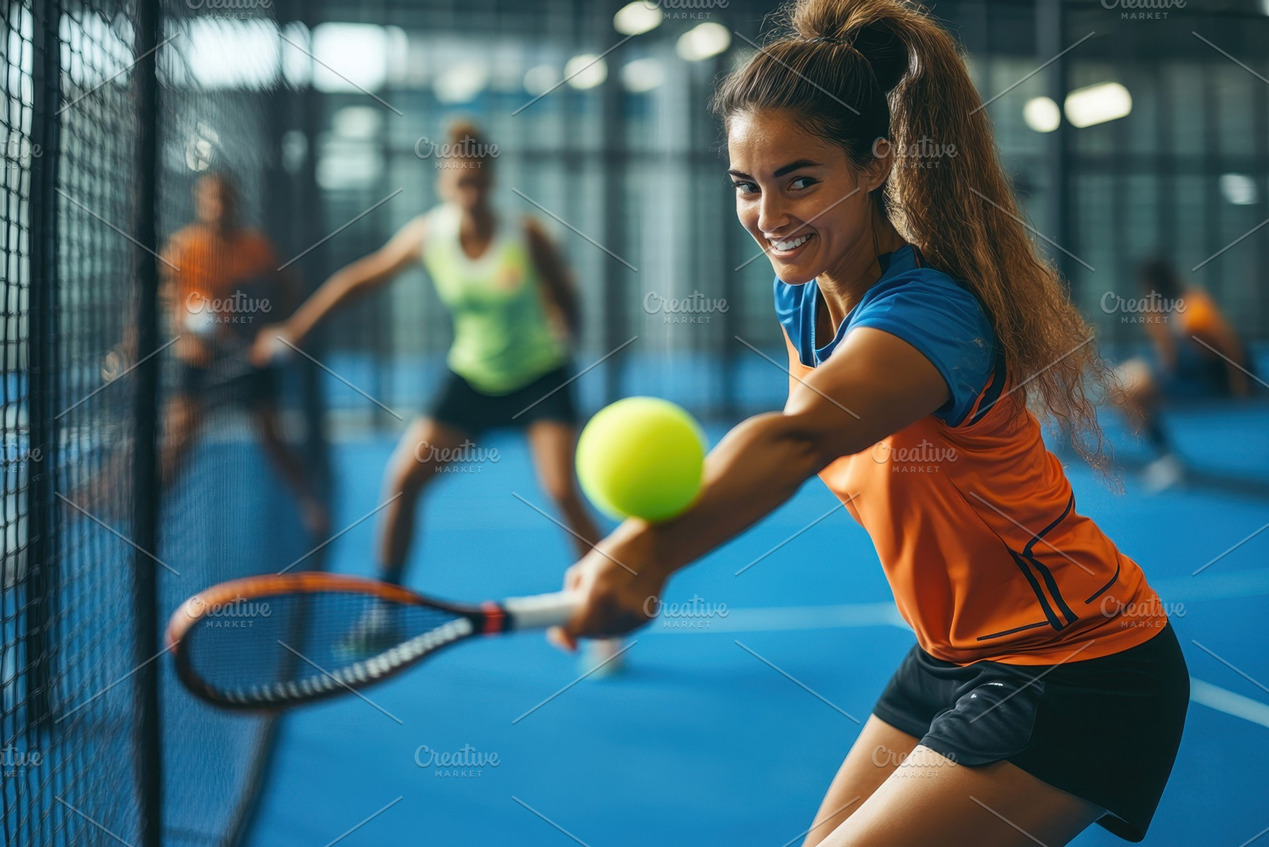 Women learning padel sport from a pr, a Photo by Iftikhar Alam