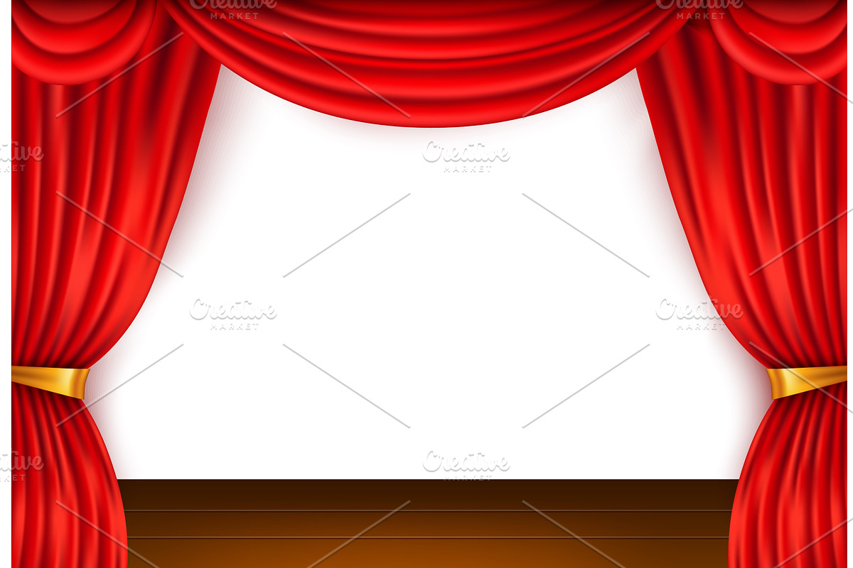 Red realistic curtains on theater or, an Object Illustration by Vectorbuum