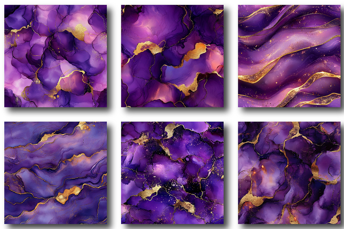 Purple Gold Alcohol Ink Digital, a Pattern Graphic by designcity5 (Photo 3 of 5)