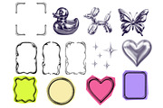 Halftone Chrome Frames & Elements, a Decorative Illustration by Bielousova Art (Thumbnail 3 of 5)