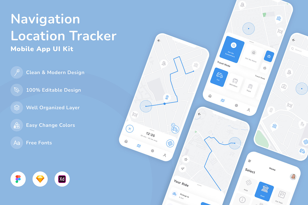 Navigation & Location Tracker UI Kit, an UI Kit Template by Betush