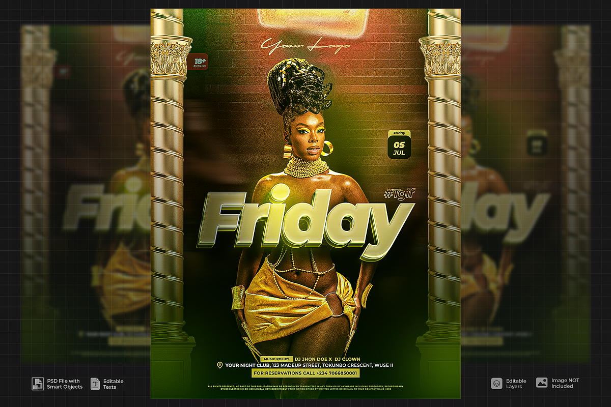 Luxury Girl Friday Night Party flyer, a Flyer Template by SethDesign Studio (Photo 4 of 4)