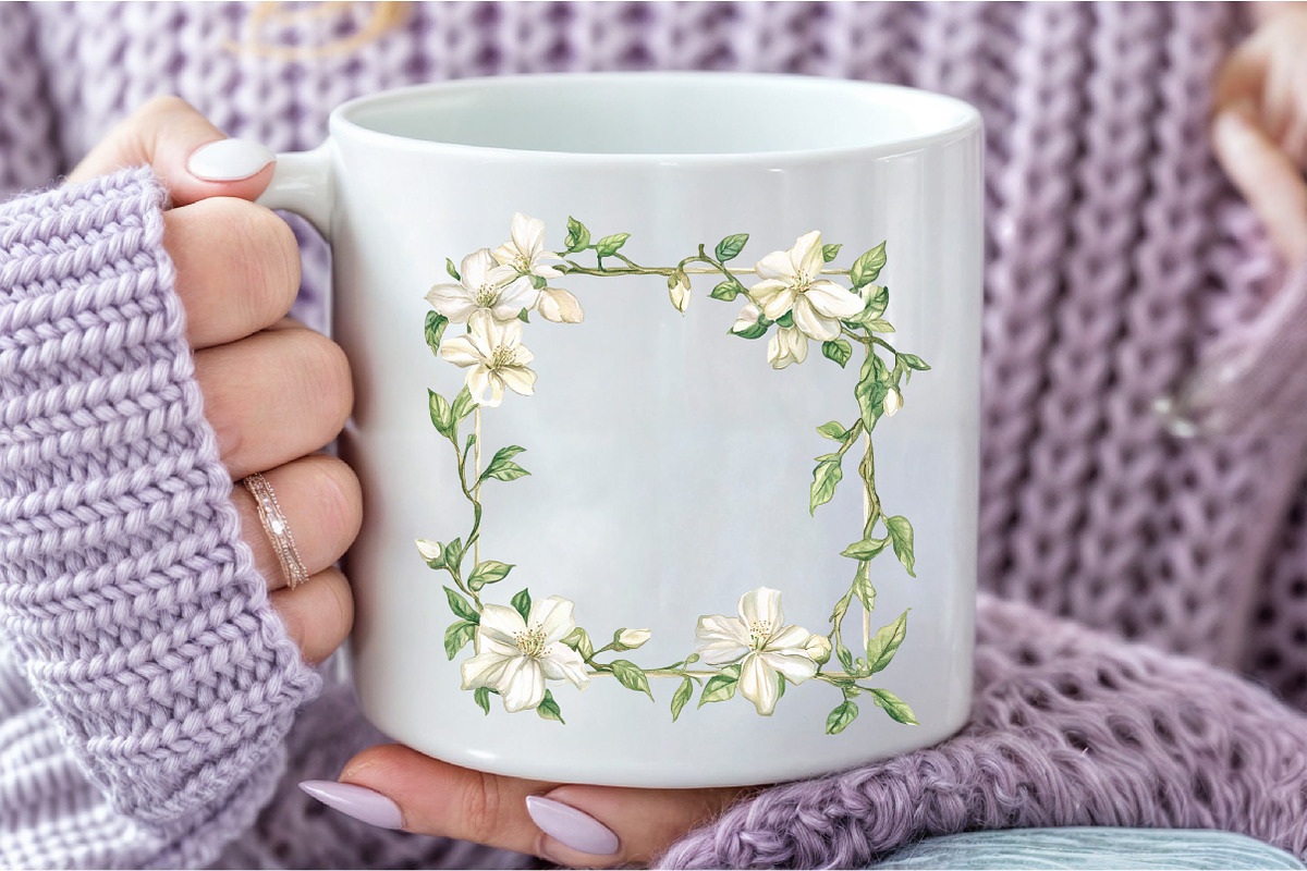 Sage Green and Ivory Flowers Clipart, an Illustration by DreamCafeArt (Photo 6 of 8)
