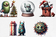 Christmas Funny Monster Clipart, an Illustration by CrexoraLab (Thumbnail 3 of 5)