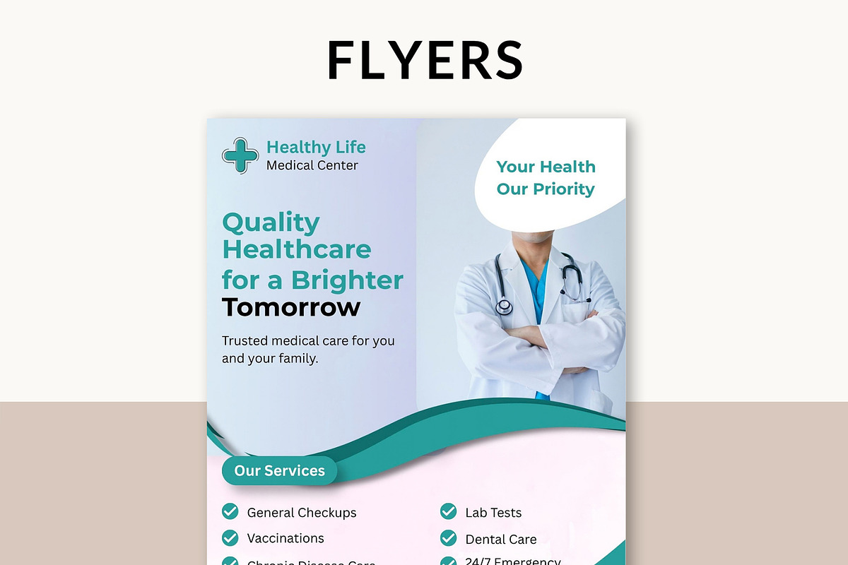Clinic Flyer Template Editable Canva, a Flyer Template by Mohammad Sarfaraz (Photo 7 of 11)