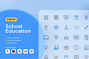 School Education Icon Set, an Outline Icon by Nathaya Studio (Thumbnail 1 of 2)