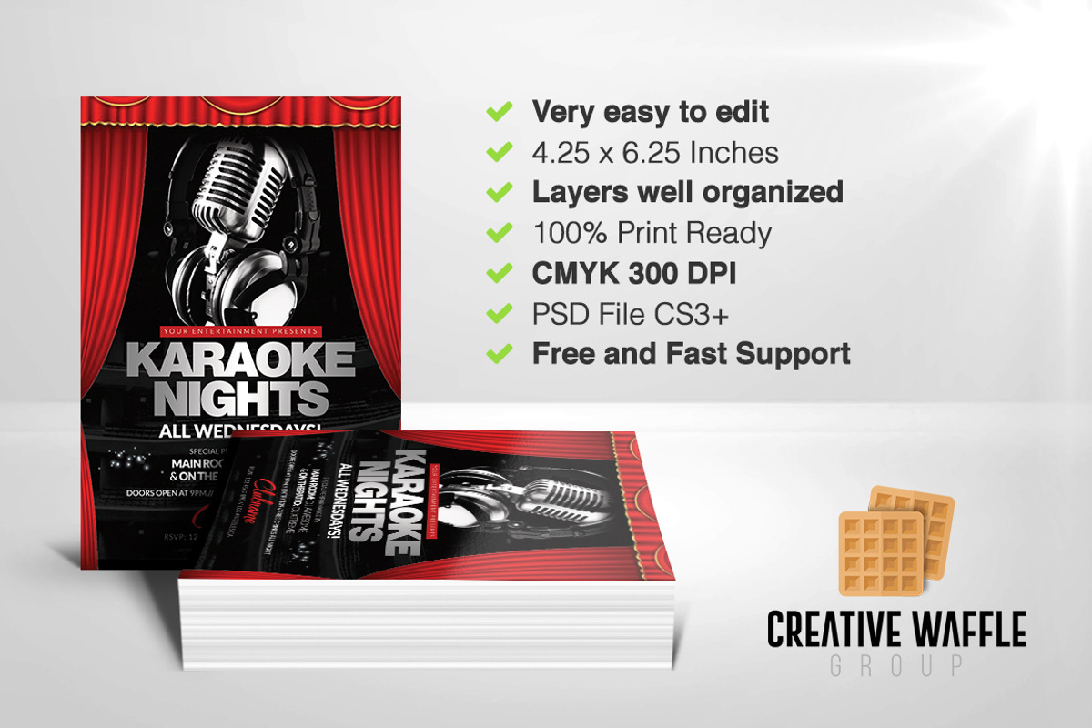 Karaoke Nights Flyer Template, a Flyer Template by Creative Waffle (Photo 4 of 5)