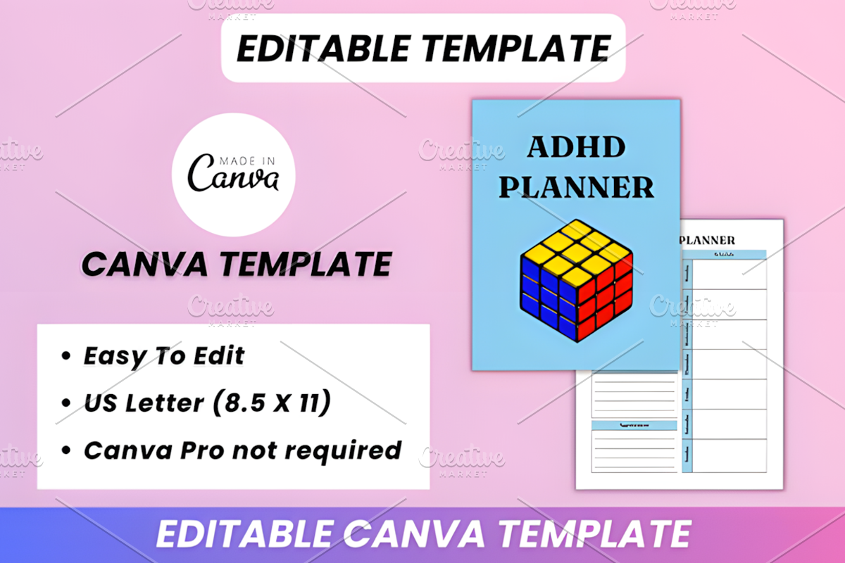 ADHD Planner Kdp Interior, a Social Media Template by Coco Bloom (Photo 5 of 7)