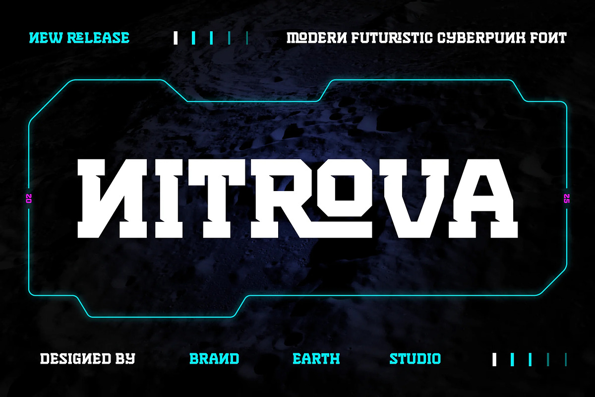 Nitrova - Futuristic Cyberpunk Font, a Serif Font by Brand Earth (Photo 1 of 7)