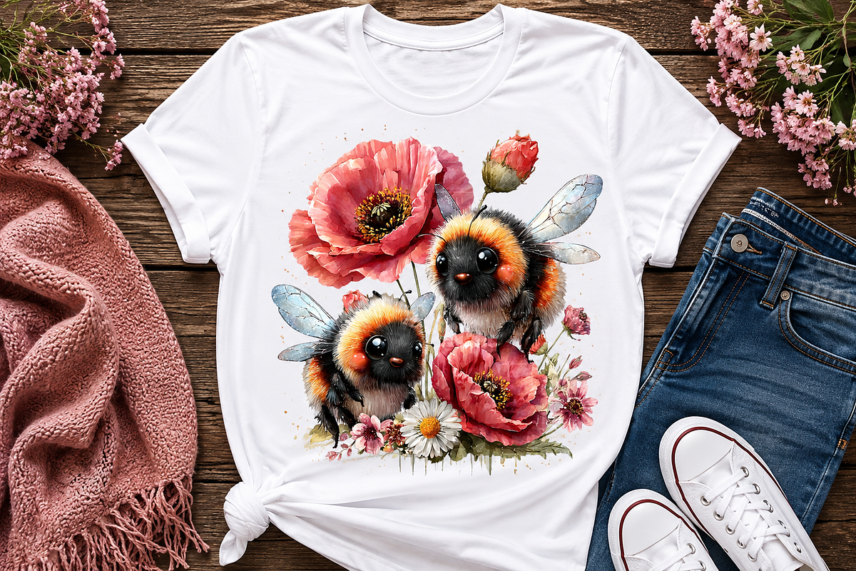 Floral Bee Clipart, a Seasonal Illustration by CreationArt (Photo 6 of 7)