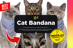 Cat Bandana 12xMock-ups