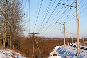 Old telegraph line along a railway, a Transportation Photo by Leonid Andronov