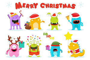 Cute Christmas Monster Characters