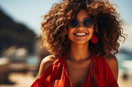 Close up portrait of beautiful young woman with afro hairstyle i, a Person Photo by AS photostudio