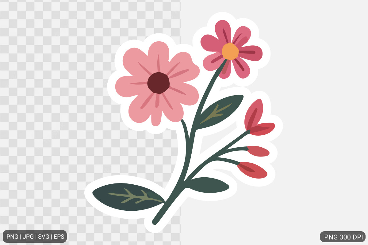Cute Flower Sticker Design Bundle, an Illustration by Actual Pixel (Photo 13 of 26)