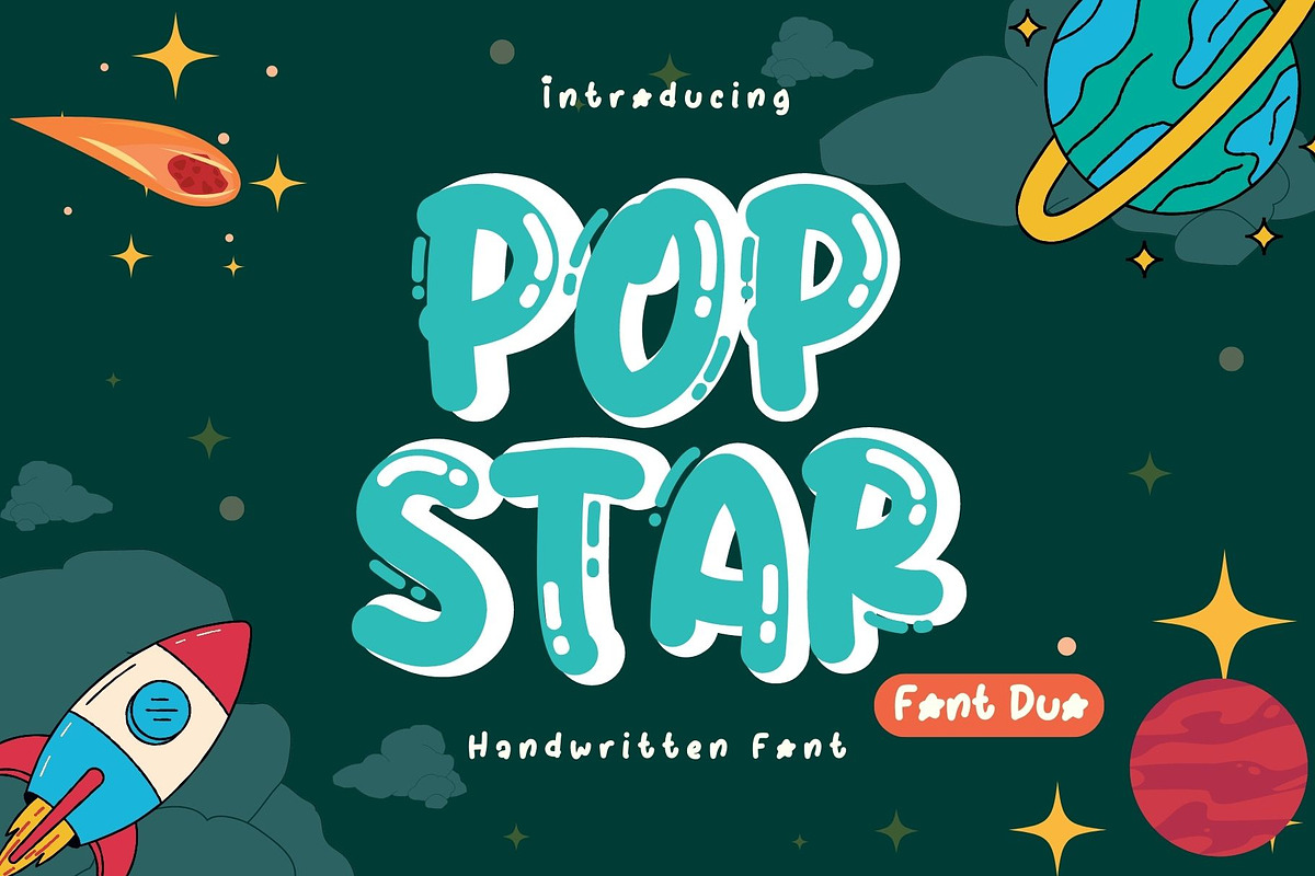 Pop star is a cute handwritten font, a Handwritten Font by Brown Cupple