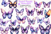 Pastel Purple Butterflies PNG, an Illustration by Watercolor design (Thumbnail 1 of 12)