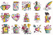 Watercolor Valentine Clipart, an Illustration by OK Design (Thumbnail 3 of 6)