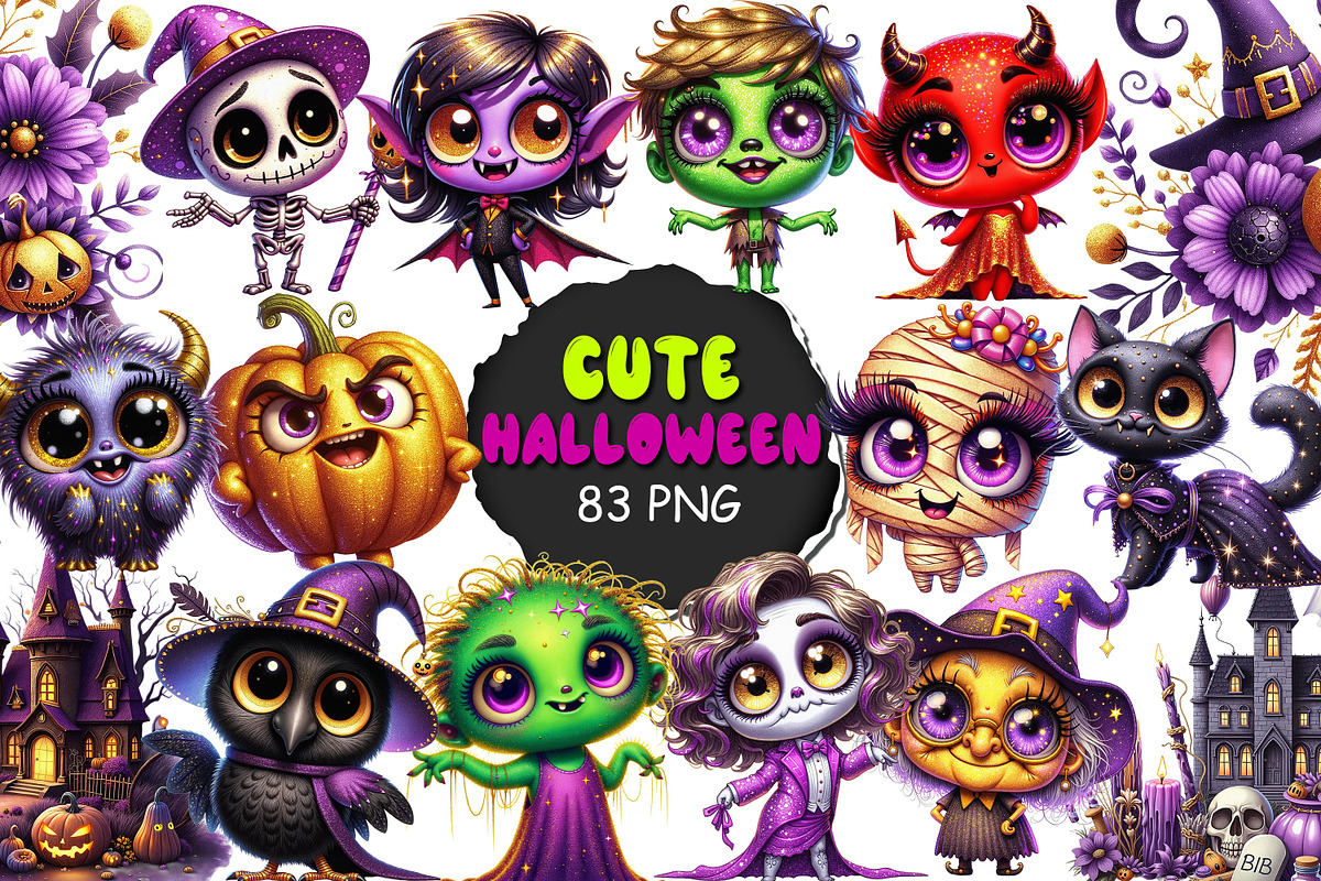 Cute halloween clipart set, a Graphic by JuliaStarArt-FantasyHome (Photo 1 of 9)