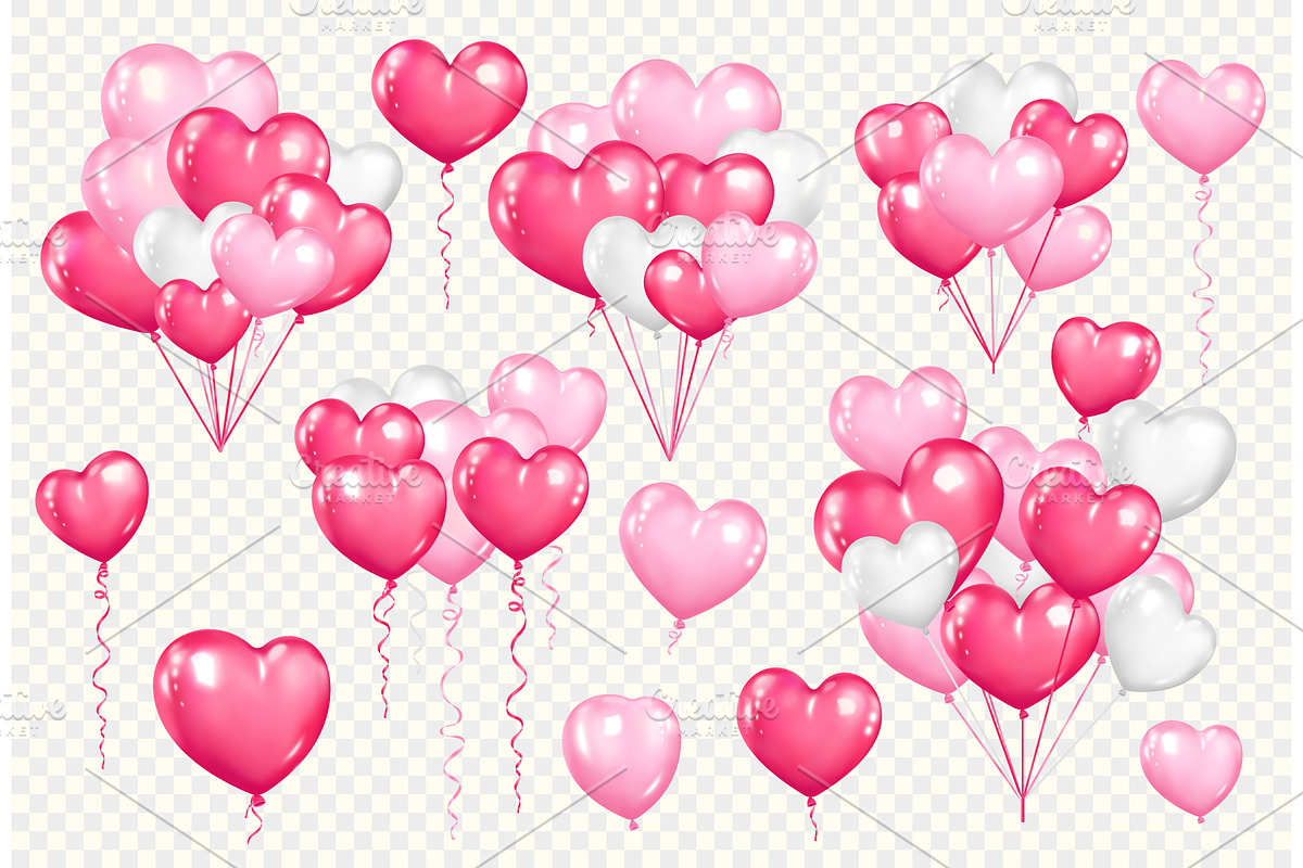 Bunch of heart shaped balloons, a Decorative Illustration by Yayasya