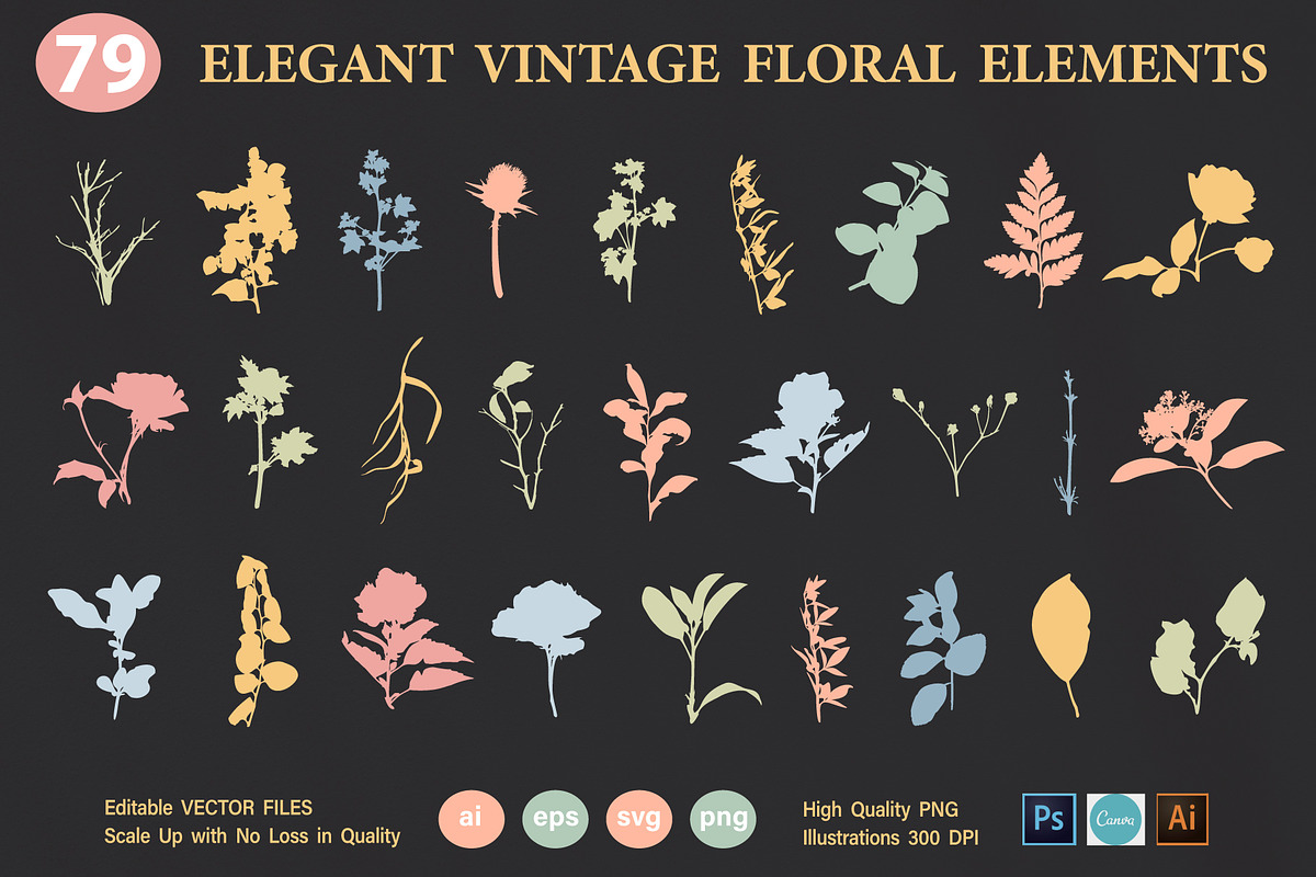 Vintage Floral Elements Atelier, an Object Graphic by Katrinelly (Photo 5 of 14)