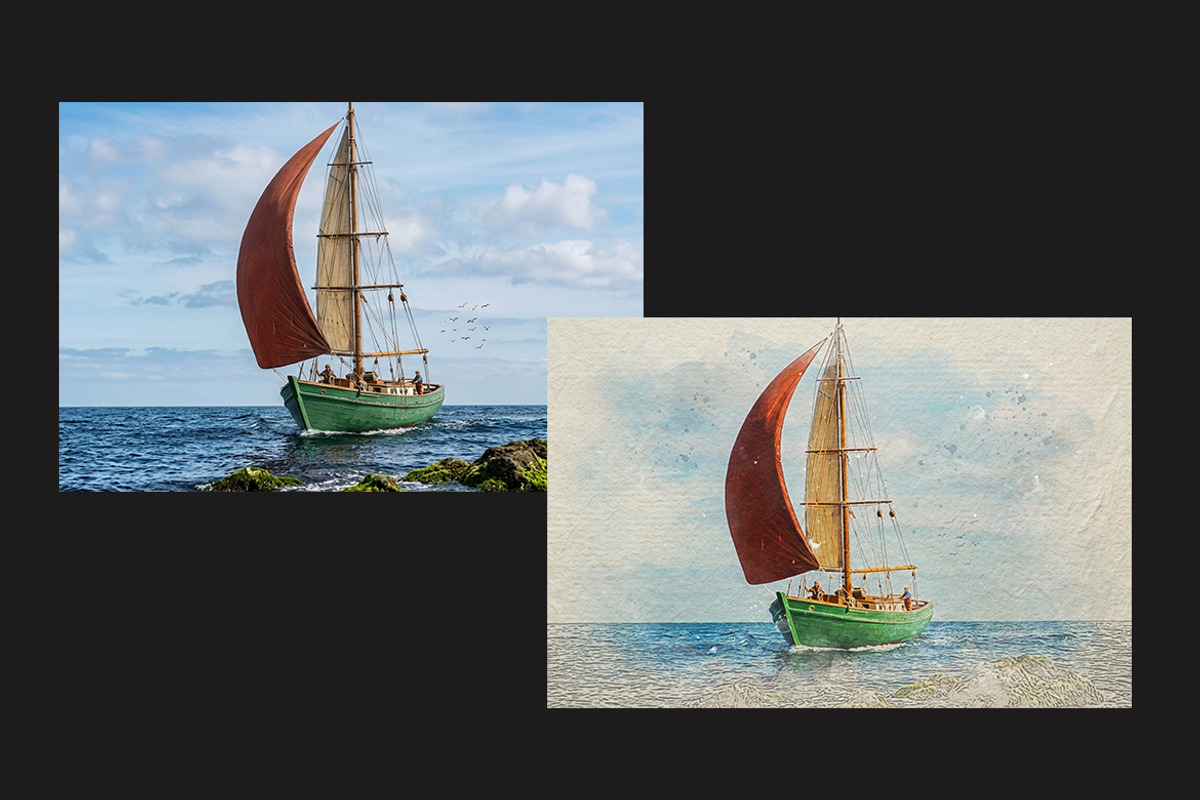 Aquarelle Sketch Photoshop Template, an Action Add-On by 3d_model_tifotizi (Photo 2 of 5)