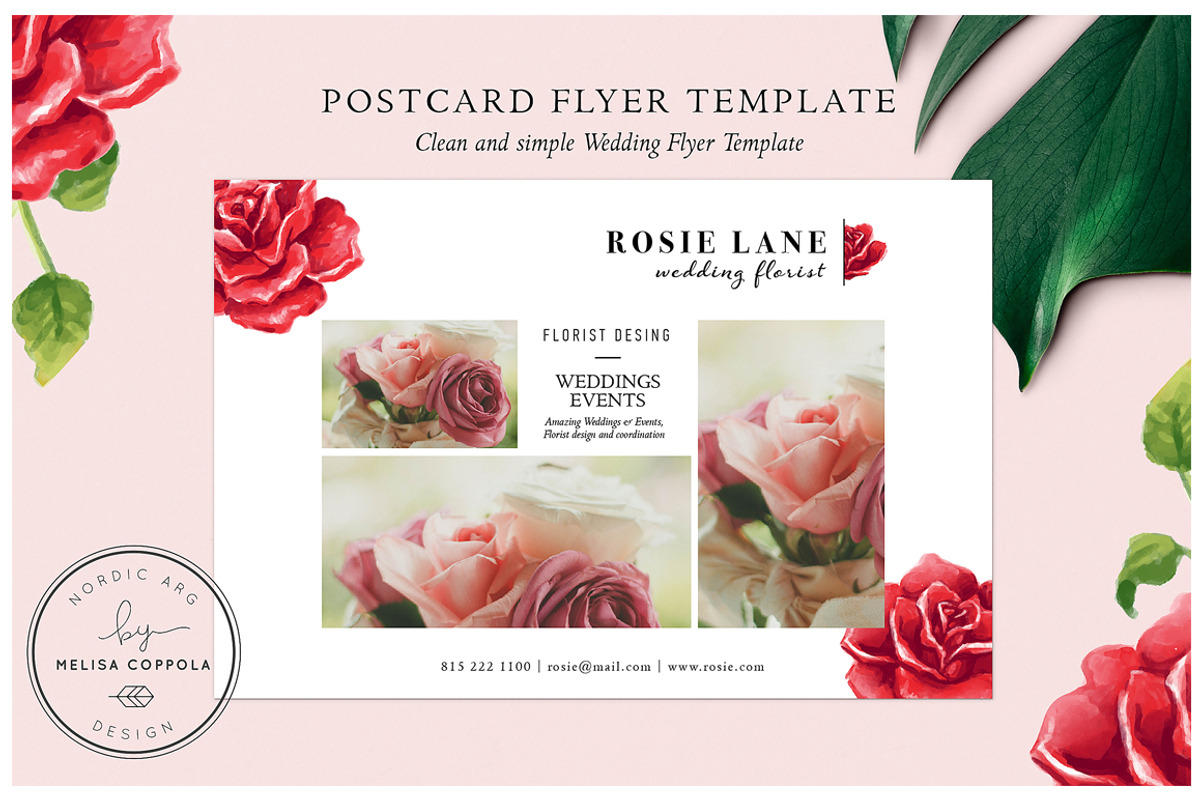 Red Roses Postcard Flyer Template, a Flyer Template by Nordic.Arg (Photo 1 of 2)