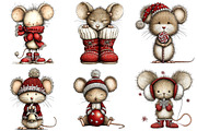 Whimsical Christmas Mouse Clipart, an Illustration by Craft Nest (Thumbnail 5 of 10)