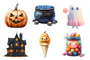 Watercolor Halloween Clipart Bundle, an Illustration by Daily.Designs (Thumbnail 2 of 5)