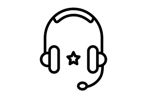 Headset headphone black icon, an Outline Icon by Creative priyanka