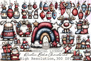 Rustic Boho Christmas Clipart, an Illustration by Sublimation Artist