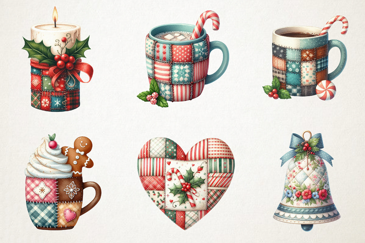 Patchwork Christmas Sublimation PNG, an Illustration by RobertsArt (Photo 2 of 7)