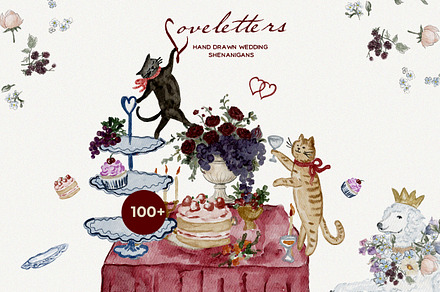 Whimsy Valentine Wedding Watercolor